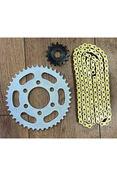 Benelli 125 Performans Zincir Dişli Seti Oringli Gold Zincir  ARASMOTO ürün görseli 1