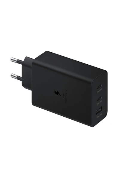 Samsung EP-T6530N Type C & Type A Hızlı Şarj Adaptörü Üçlü (65W - 25W - 15W) - Siyah ürün görseli 1