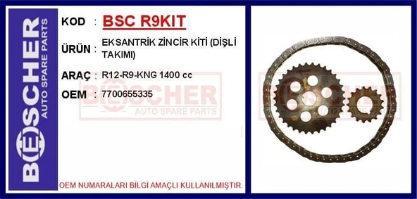 NEIMAN EKSANTRİK ZİNCİR KİTİ R12-R9-KNG 1400 cc (DİŞLİ TAKIMI) ürün görseli 1