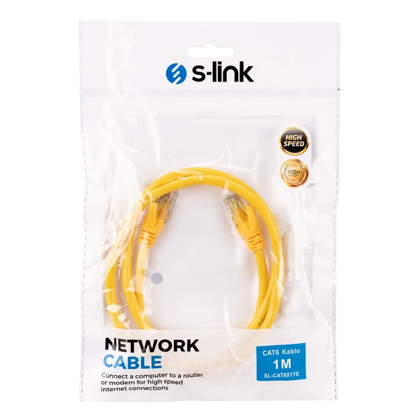 Sl-Cat601 1 Metre Sarı Cat6 Kablo - Resim 3