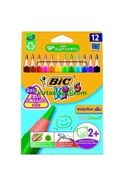 Bic Evolution Üçgen Jumbo Kuru Boya Kalemi 12`li Kutu 3086124001632 ürün görseli 1