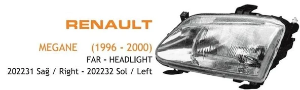 AYFAR FAR SAĞ RENAULT MEGANE SCENIC 1996-1998 ürün görseli 1