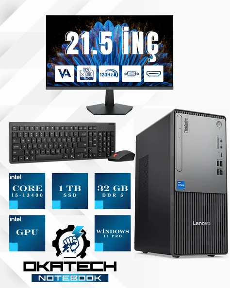 THİNKCENTRE NEO 50T G5 12UB000BTR CORE I5 13400-32 GB DDR5 RAM - 1 TB WİNDOWS 11 PRO+ 21,5'' MONİTÖR HEDİYELİ 12UB000BTROKA05 ürün görseli 1