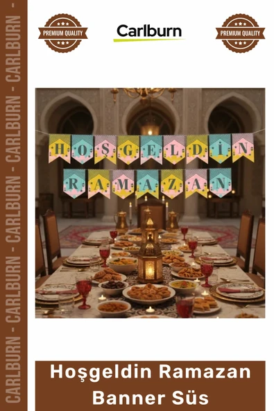 #Ramazan Ay Süs Dekorasyon Ev Ofis İftar Asım Ramazan Renkli Banner Süs - Hoşgeldin Ramazan ürün görseli 1
