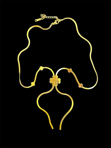 YONCA MODEL GOLD RENK ÇELİK KOLYE 45 CM KADIN MODERN ÇELİK KOLYE ürün görseli 1