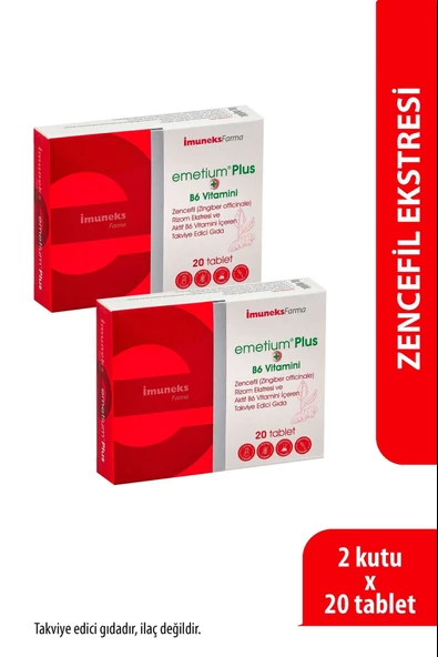 İmuneks Farma Emetium Plus 20 Tablet 2 Adet ürün görseli 1