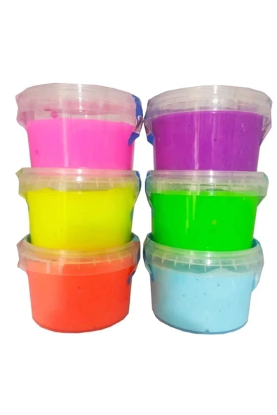 Slime Oyun Jeli Yuvarlak Kutu Slime Eğitici Oyun Seti 6'lı Set 170 Gr ürün görseli 1
