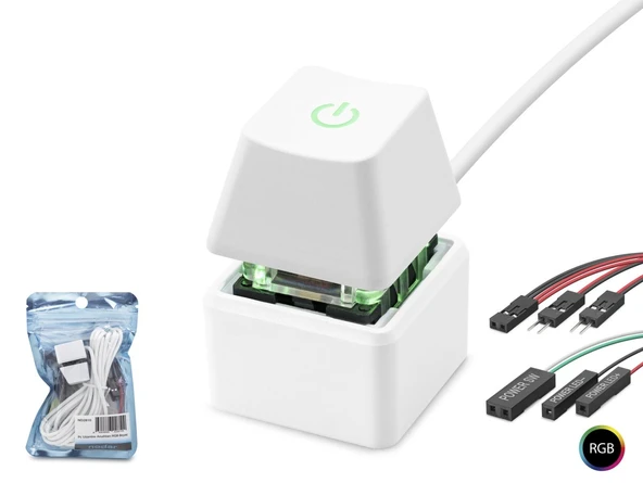 Masaüstü Bilgisayar Rgb Power Tuşu On/Off Switch Beyaz ND2810 ürün görseli 1