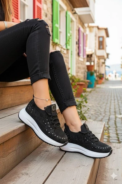 Guja 26Y301 Rahat Taşlı Tekstil Günlük Spor Sneaker Kadın Ayakkabı ürün görseli 1