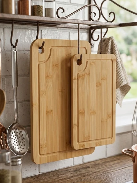 Mucit Home 2’li Bambu Kesme Tahtası Seti Doğal Dayanıklı Mutfak Kesim Tahtası ürün görseli 1