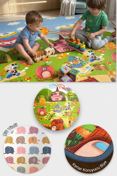 Wellgro Oyun Matı, 200x140x1 cm Çift Taraflı Rulo Oyun Halısı ürün görseli 1