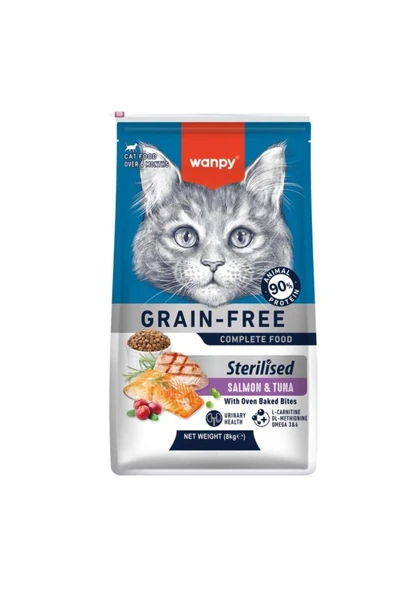 Wanpy Tahılsız Somon Tuna Kısırlaştırılmış Kedi Maması 8 kg ürün görseli 1