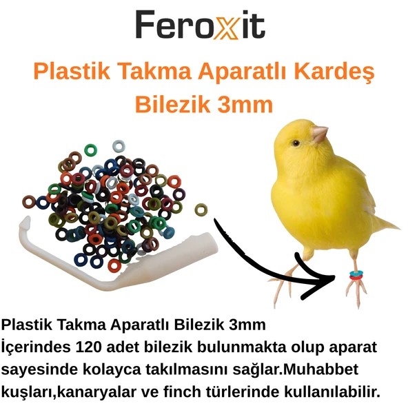 Aparatlı Kuş Bileziği 120 Adet Muhabbet Kuşu Kanarya Finch Kimlik Bileziği ürün görseli 1