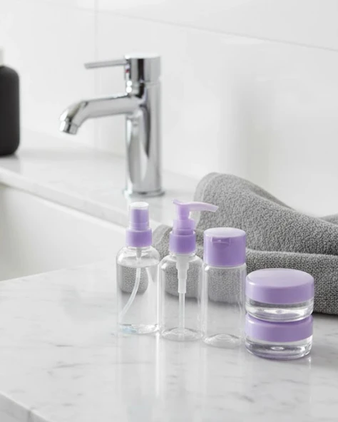 5 Parça Seyahat Banyo Seti 30 ml Şeffaf Taşınabilir Şişe Seti ürün görseli 1