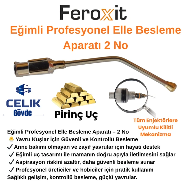 Elle Besleme Aparatı 2 No  Yavru Kuş Güvenli Besleme Eğimli Paslanmaz Çelik ürün görseli 1