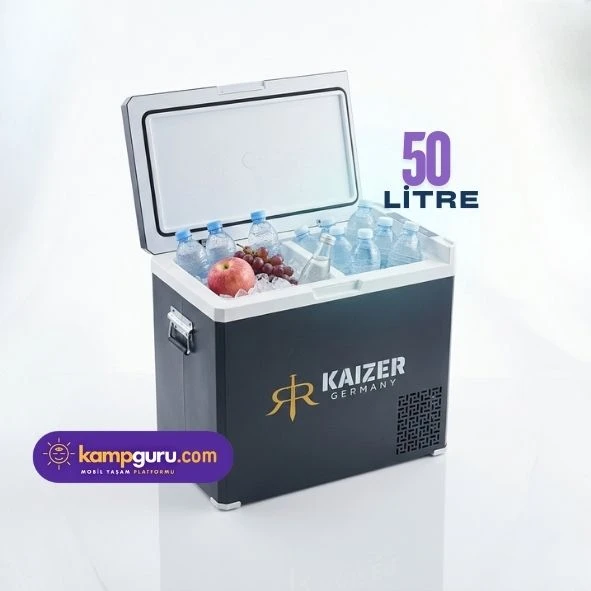 Kaizer Germany 50 Litre Buzdolabı 12 volt - 24 volt taşınabilir, metal gövde kamp buzdolabı ürün görseli 1