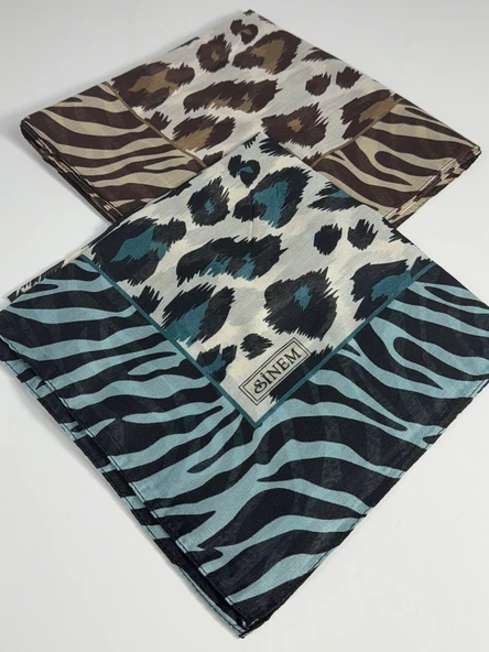 İndia Leopar Desen 2'li Sorti  Eşarp -6294 - Resim 9