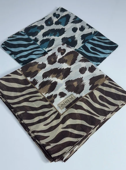 İndia Leopar Desen 2'li Sorti  Eşarp -6294 - Resim 8