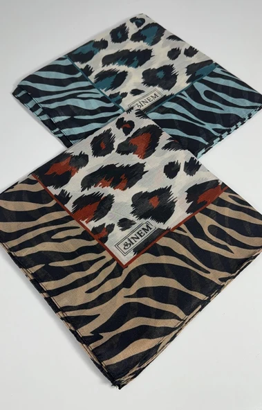 İndia Leopar Desen 2'li Sorti  Eşarp -6294 - Resim 6