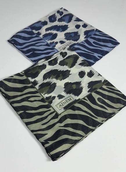 İndia Leopar Desen 2'li Sorti  Eşarp -6294 - Resim 4