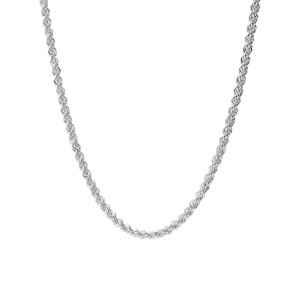 925 Ayar Gümüş Klasik Halat Zincir 3,7 mm  Minimalist Rope Chain Kolye, Unisex Gümüş Zincir Kolye ürün görseli 1