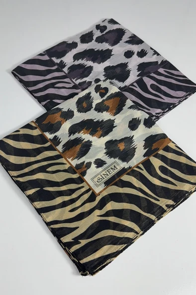 İndia Leopar Desen 2'li Sorti  Eşarp -6294 - Resim 10