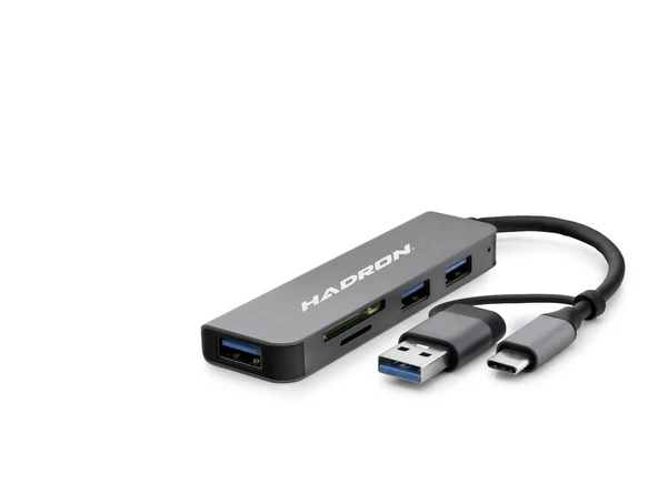 Usb 3.0 & Type-C Hub Kart Okuyucu 5 Port - Gri HDX7826 ürün görseli 1