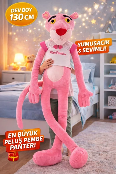 PELUŞ PEMBE PANTER 130 CM Dev Boy Yumuşacık Sevimli Dost ürün görseli 1