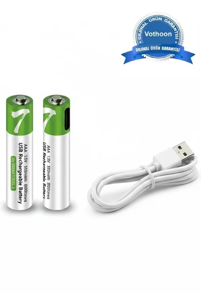 Type-c Şarjlı 800mwh 1.5v Şarj Edilebilir 2’li Aaa İnce Pil - Lityum Iyon Batarya ürün görseli 1