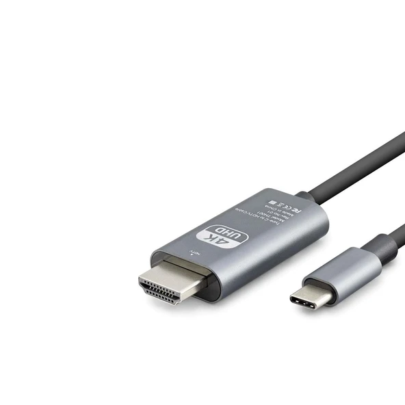 Type-C To Hdmı Kablo Hdtv 4K Ultra Hd Pvc Gri HDX7853 ürün görseli 1
