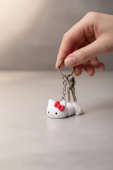 Hello Kity Sevimli Kedi Figürlü Hareketli Anahtarlık ürün görseli 1