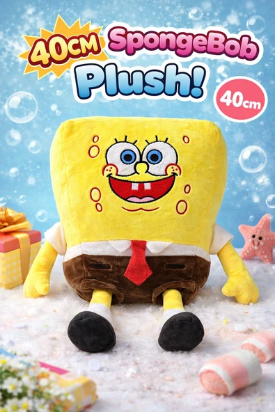 40 CM Peluş Sünger Bob Büyük Boy Sevimli Karakter Oyuncak ürün görseli 1