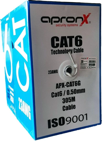 apronx Cat6 23AWG 305m 0,50mm Gri UTP Kablo ürün görseli 1