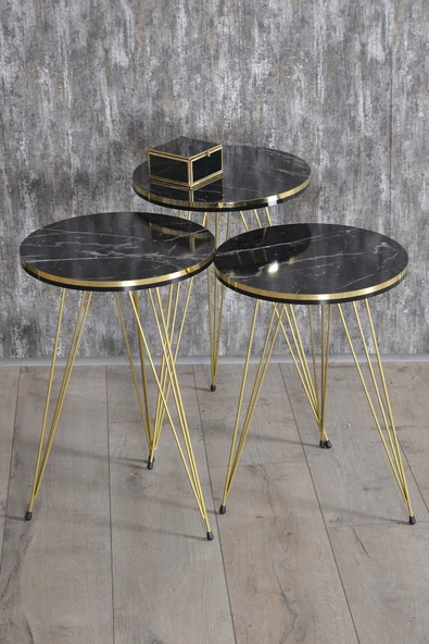 Zigon Sehpa Çift Gold Ceviz Tel - Resim 6