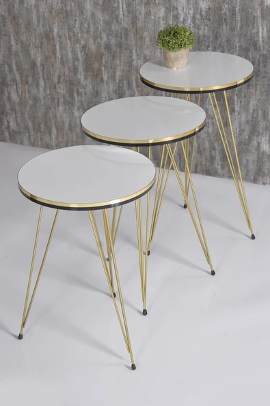 Zigon Sehpa Çift Gold Ceviz Tel - Resim 3