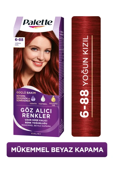 Palette Göz Alıcı Renk Saç Boyas 6-88 Yoğun Kızıl Pentanol & Besleyici Yağ İçeren Saç Boyası 115ml ürün görseli 1