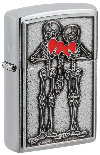 Zippo Unisex Adult Love Lighters, Couple Love Emblem Bruahed Chrome ürün görseli 1