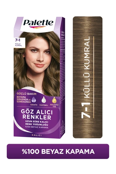 Palette Göz Alıcı Renkler Küllü Kumral 7.1 Pentanol & Besleyici Yağ İçeren Saç Boyası 115 ml ürün görseli 1