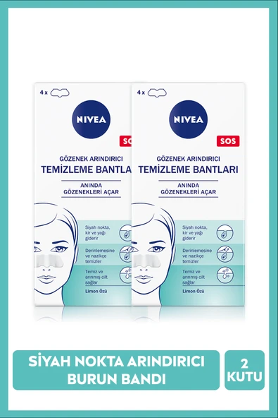 NIVEA Siyah Nokta Temizleyici Burun T-Bant, Gözenek Arındırıcı, Derinlemesine Temizlik, Limon Özü, 4 Adet ürün görseli 1