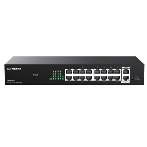TENDA SG118PC 18PORT GIGABIT 10/100/1000 POE+ SWITCH ürün görseli 1