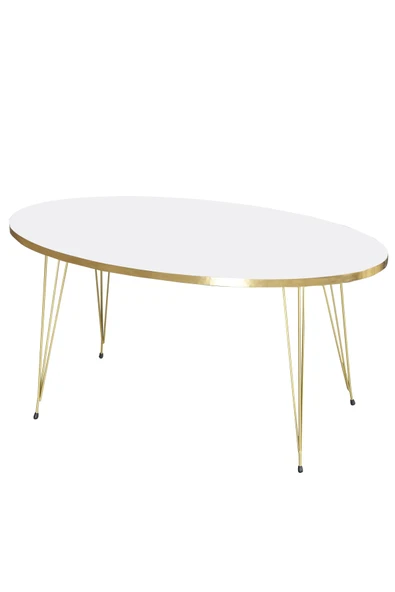 Orta Sehpa Elips Gold Krem Tel - Resim 4