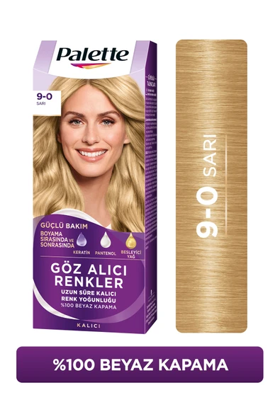 Palette Göz Alıcı Renkler Saç Boyası 9-0 Sarı Pentanol & Besleyici Yağ İçeren Saç Boyası 115 ml ürün görseli 1