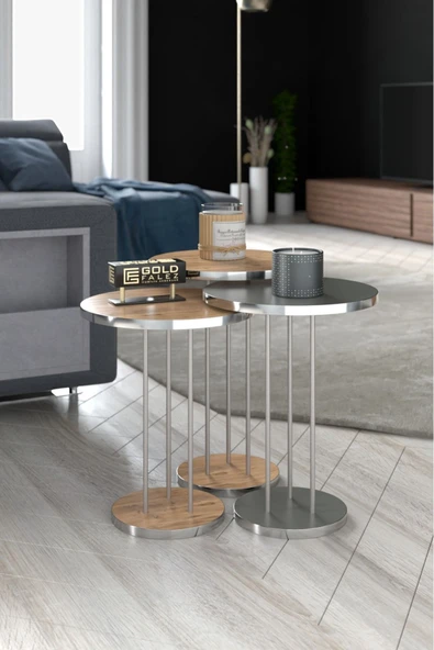 Zigon Sehpa Terra 3 Lü Set Traverten - Resim 7