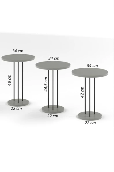 Zigon Sehpa Terra 3 Lü Set Traverten - Resim 12