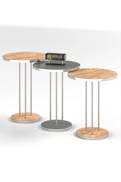Zigon Sehpa Terra 3 Lü Set Traverten - Resim 11