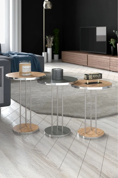Zigon Sehpa Terra 3 Lü Set Traverten - Resim 8