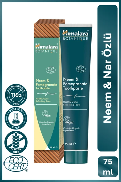 Himalaya Since 1930 Doğal Neem & Nar Özlü Florürsüz Diş Macunu 75 Ml|ecocert Cosmos Sertifikalı|organik Bileşenler ürün görseli 1