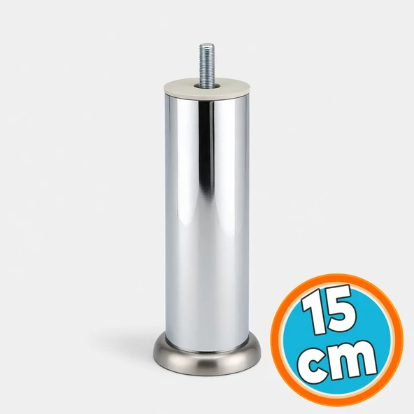 Metal Kalın 51 mm Mobilya Ayağı Modern Dayanıklı Koltuk Kanepe TV Ünitesi M8 Civata Krom Gümüş 15 cm ürün görseli 1