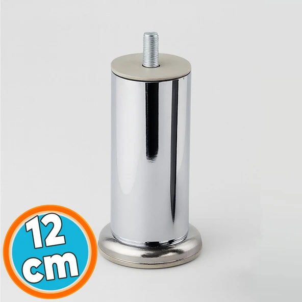 Metal Mobilya Ayağı Modern Dayanıklı Koltuk Kanepe TV Ünitesi M8 Civata Krom Gümüş 12 cm Kalın 51 mm ürün görseli 1