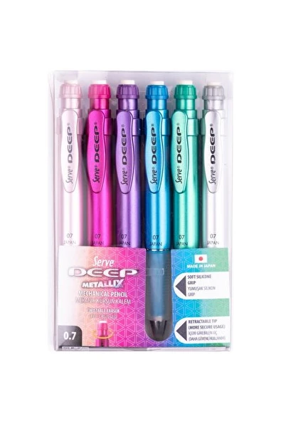 Serve Deep Versatil Kalem (Mekanik Kurşun Kalem) 0.7Mm Desenli Metalik (72 Li Paket) ürün görseli 1